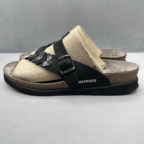 Mephisto Heleonore Womens Size 11 (41) Thong Sandals Black Braided Leather - Picture 3 of 9